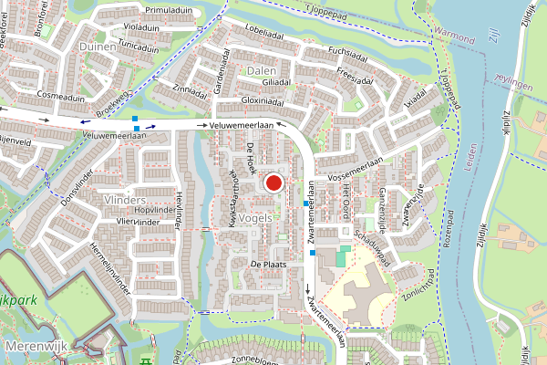 Brandweer-melding op Gruttohoek, Leiden op 17 juli, kaart-overzicht