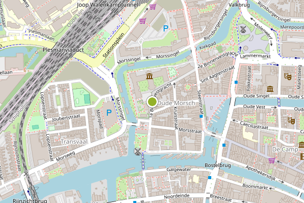 Ambulance-melding op 1e Binnenvestgracht, Leiden op 17 juli, kaart-overzicht