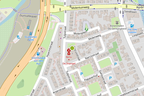 Ambulance-melding op Molenweg, Katwijk op 17 juli, kaart-overzicht
