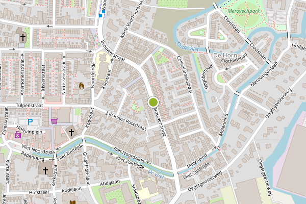 Ambulance-melding op Brouwerstraat, Rijnsburg op 17 juli, kaart-overzicht