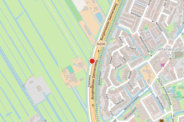 Brandweer-melding op Papeweg, Zoeterwoude op 17 juli, kaart-overzicht