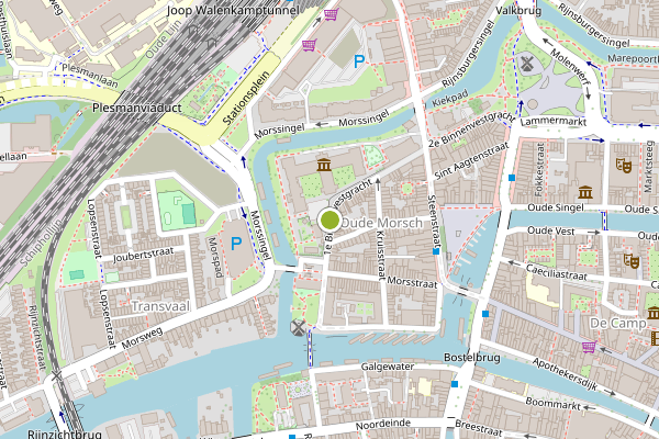 Ambulance-melding op 1e Binnenvestgracht, Leiden op 18 juli, kaart-overzicht