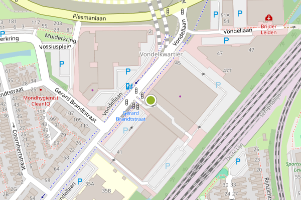 Ambulance-melding op Vondellaan, Leiden op 18 juli, kaart-overzicht