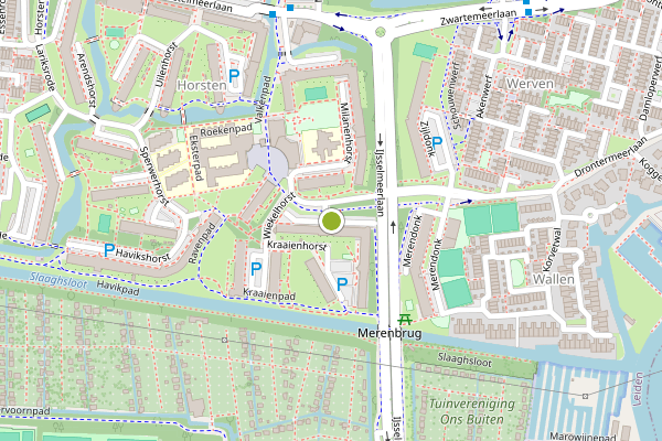 Ambulance-melding op Kiekendiefhorst, Leiden op 19 juli, kaart-overzicht