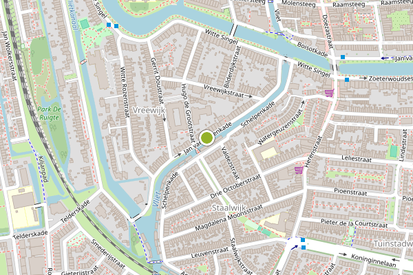 Ambulance-melding op Jan van Goyenkade, Leiden op 19 juli, kaart-overzicht