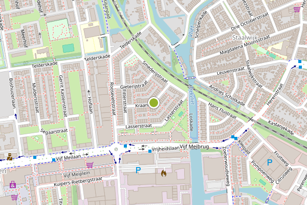 Ambulance-melding op Kraanbaan, Leiden op 20 juli, kaart-overzicht