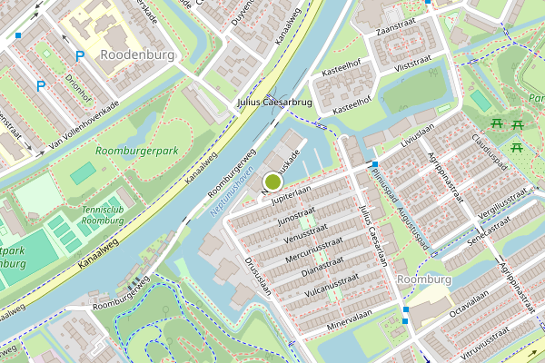 Ambulance-melding op Neptunuskade, Leiden op 20 juli, kaart-overzicht