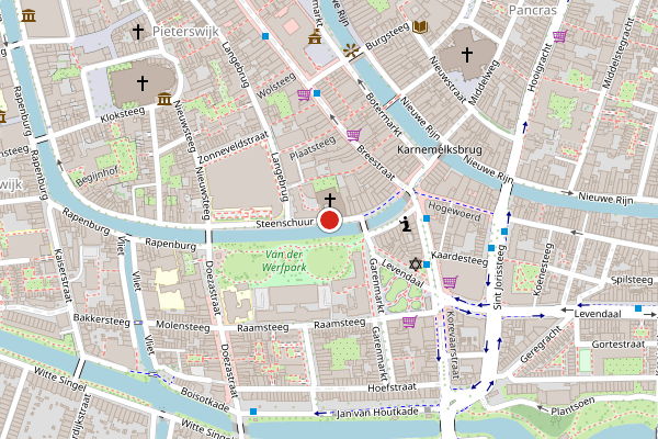 Brandweer-melding op Steenschuur, Leiden op 20 juli, kaart-overzicht