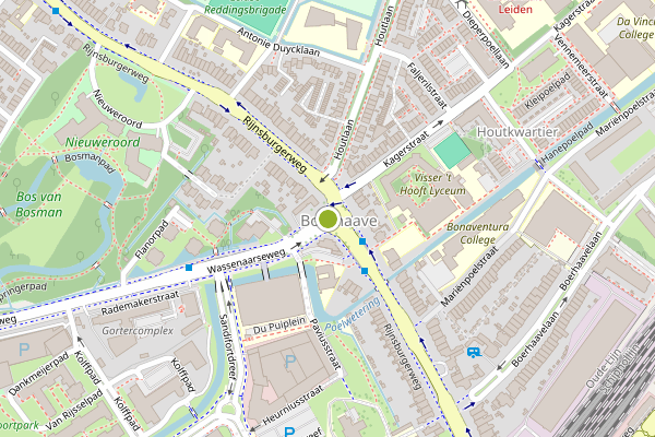 Ambulance-melding op Rijnsburgerweg, Leiden op 20 juli, kaart-overzicht