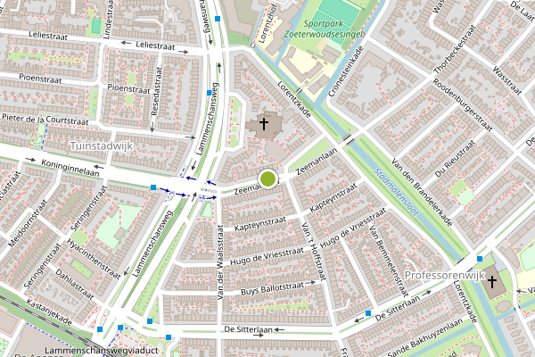Ambulance-melding op Zeemanlaan, Leiden op 21 juli, kaart-overzicht