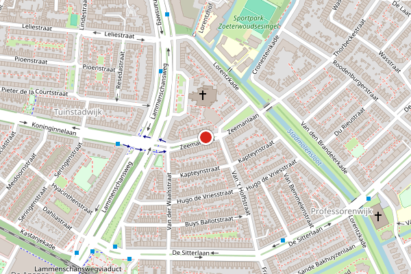 Brandweer-melding op Zeemanlaan, Leiden op 21 juli, kaart-overzicht