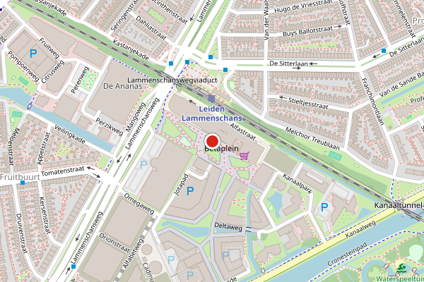Brandweer-melding op Betaplein, Leiden op 21 juli, kaart-overzicht