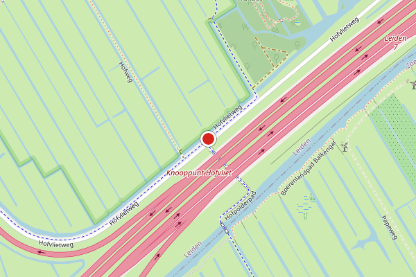 Brandweer-melding op Hofvlietweg, Leiden op 21 juli, kaart-overzicht