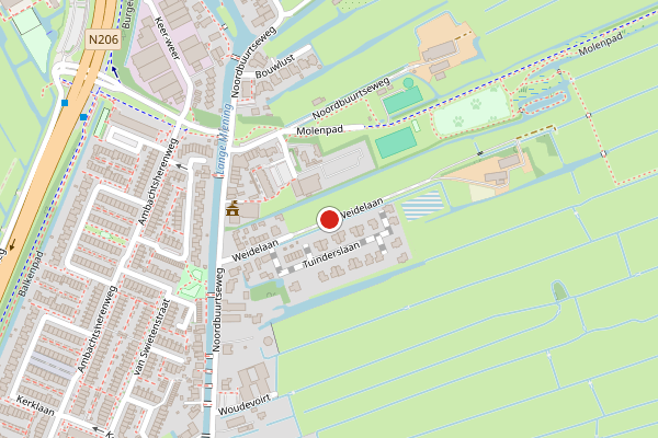 Brandweer-melding op Weidelaan, Zoeterwoude op 21 juli, kaart-overzicht