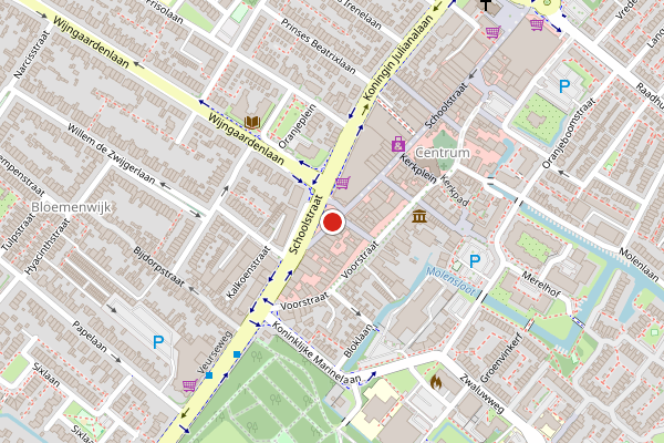 Brandweer-melding op Schoolstraat, Voorschoten op 21 juli, kaart-overzicht