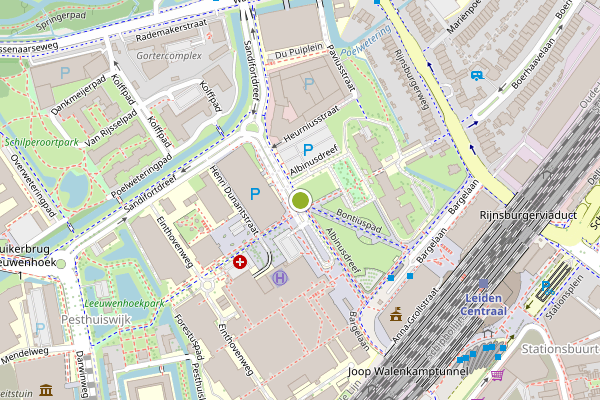Ambulance-melding op Albinusdreef, Leiden op 22 juli, kaart-overzicht