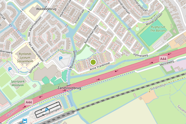 Ambulance-melding op Anne Frankhove, Sassenheim op 23 juli, kaart-overzicht