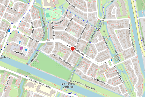 Brandweer-melding op Kleyn Proffijtlaan, Oegstgeest op 23 juli, kaart-overzicht