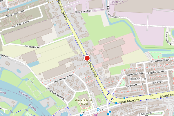 Brandweer-melding op Rijnsburgerweg, Oegstgeest op 23 juli, kaart-overzicht