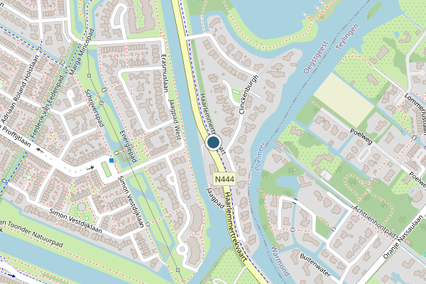 Politie-melding op Haarlemmertrekvaart, Oegstgeest op 23 juli, kaart-overzicht
