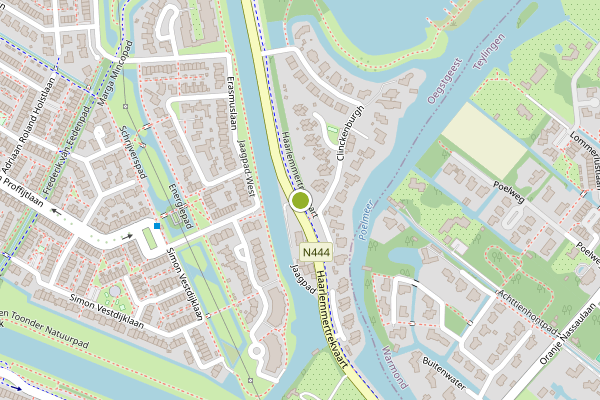 Ambulance-melding op Haarlemmertrekvaart, Oegstgeest op 23 juli, kaart-overzicht