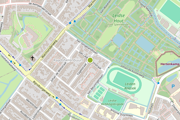 Ambulance-melding op Van Ledenberchstraat, Leiden op 24 juli, kaart-overzicht