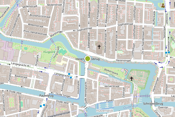 Ambulance-melding op Herenpoortsbrug, Leiden op 24 juli, kaart-overzicht