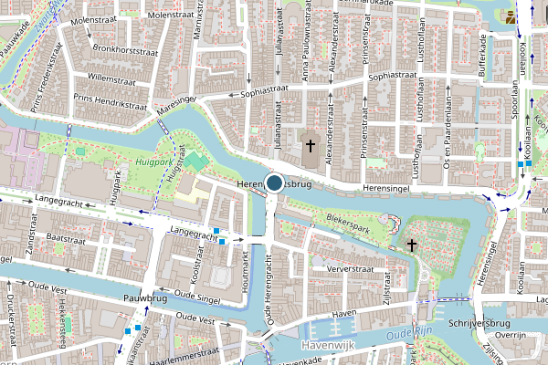 Politie-melding op Herenpoortsbrug, Leiden op 24 juli, kaart-overzicht