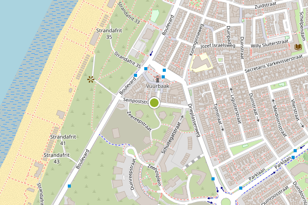 Ambulance-melding op Seinpoststraat, Katwijk op 24 juli, kaart-overzicht