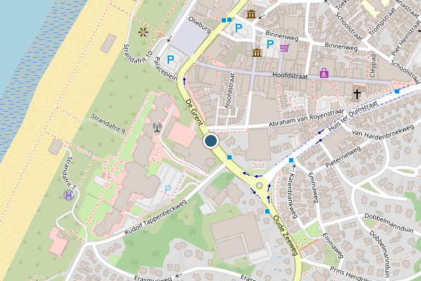 Politie-melding op De Grent, Noordwijk op 25 juli, kaart-overzicht