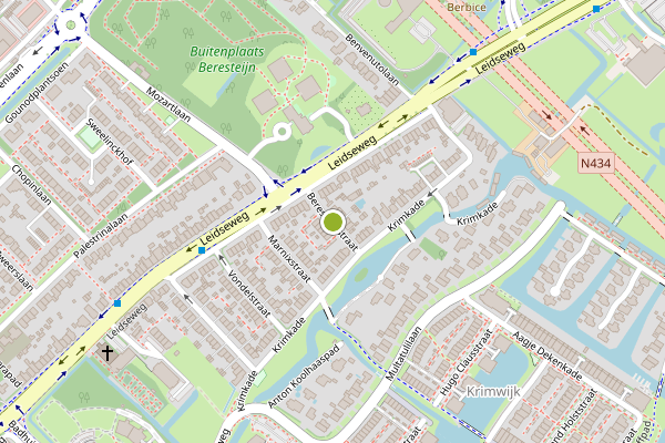Ambulance-melding op Beresteynstraat, Voorschoten op 26 juli, kaart-overzicht