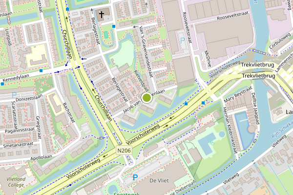 Ambulance-melding op Jacob van Campenlaan, Leiden op 27 juli, kaart-overzicht