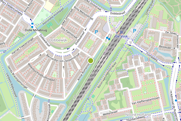 Ambulance-melding op Annie Romeinsingel, Leiden op 27 juli, kaart-overzicht