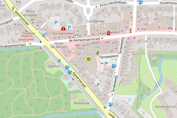 Ambulance-melding op Terweeplein, Oegstgeest op 27 juli, kaart-overzicht