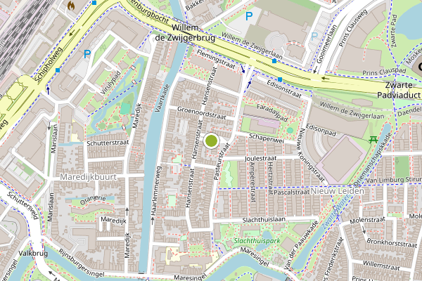 Ambulance-melding op Madame Curiestraat, Leiden op 27 juli, kaart-overzicht