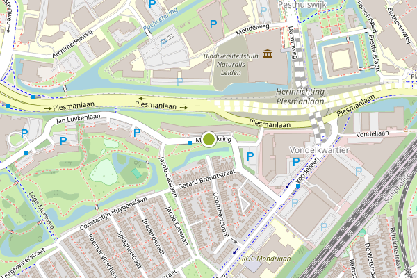 Ambulance-melding op Muiderkring, Leiden op 28 juli, kaart-overzicht