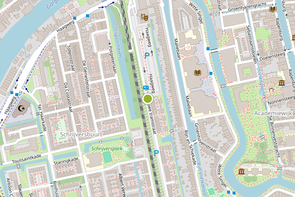 Ambulance-melding op Blauwe tramstraat, Leiden op 28 juli, kaart-overzicht