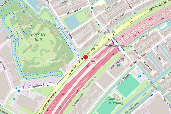 Brandweer-melding op Willem van der Madeweg, Leiden op 29 juli, kaart-overzicht