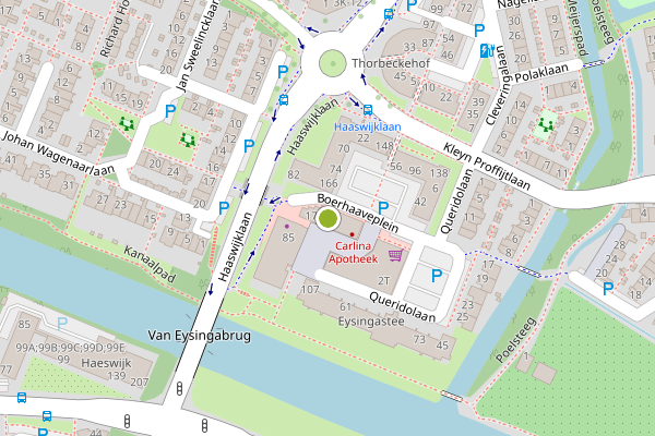 Ambulance-melding op Boerhaaveplein, Oegstgeest op 29 juli, kaart-overzicht