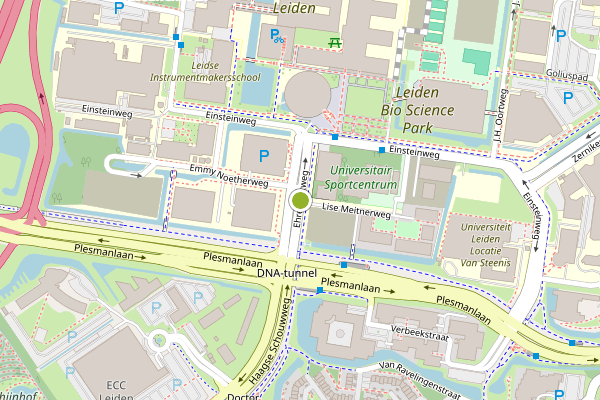 Ambulance-melding op Ehrenfestweg, Leiden op 29 juli, kaart-overzicht