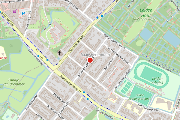 Brandweer-melding op Johan de Wittstraat, Leiden op 29 juli, kaart-overzicht