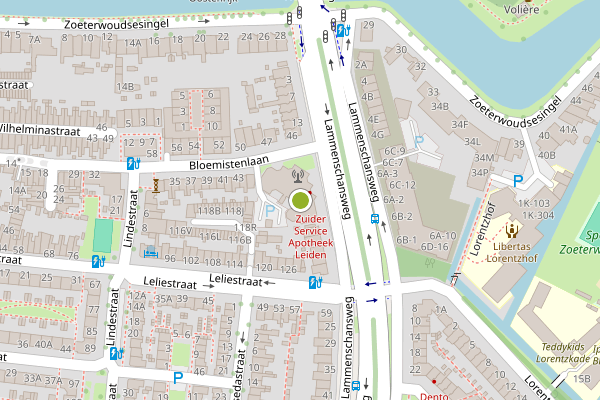 Ambulance-melding op Lammenschansweg, Leiden op 30 juli, kaart-overzicht