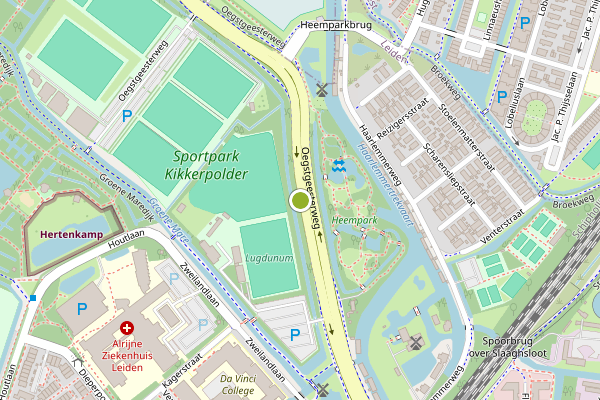 Ambulance-melding op Oegstgeesterweg, Leiden op 31 juli, kaart-overzicht