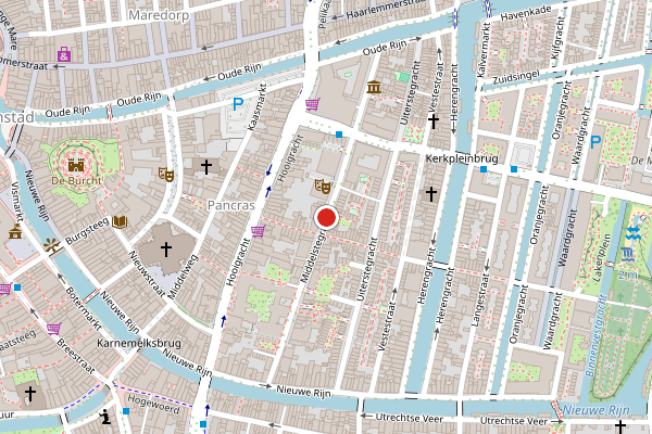 Brandweer-melding op Middelstegracht, Leiden op 31 juli, kaart-overzicht