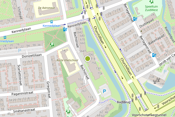 Ambulance-melding op Bachstraat, Leiden op 31 juli, kaart-overzicht