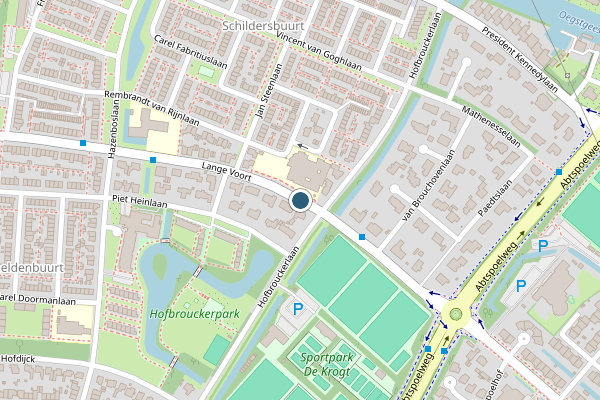 Politie-melding op Lange Voort, Oegstgeest op 1 augustus, kaart-overzicht