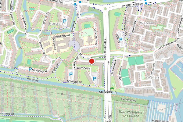 Brandweer-melding op Kiekendiefhorst, Leiden op 1 augustus, kaart-overzicht