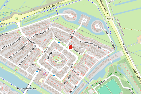 Brandweer-melding op Poortwacht, Leiderdorp op 1 augustus, kaart-overzicht