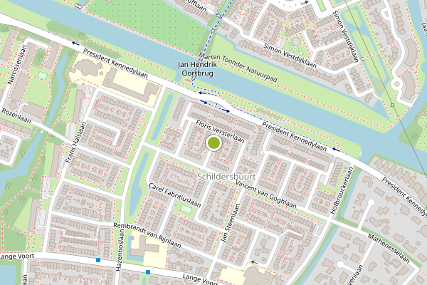 Ambulance-melding op Floris Versterlaan, Oegstgeest op 1 augustus, kaart-overzicht