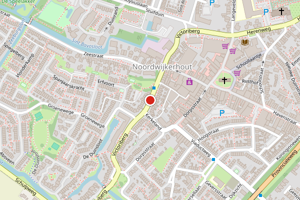 Brandweer-melding op Victoriberg, Noordwijkerhout op 1 augustus, kaart-overzicht